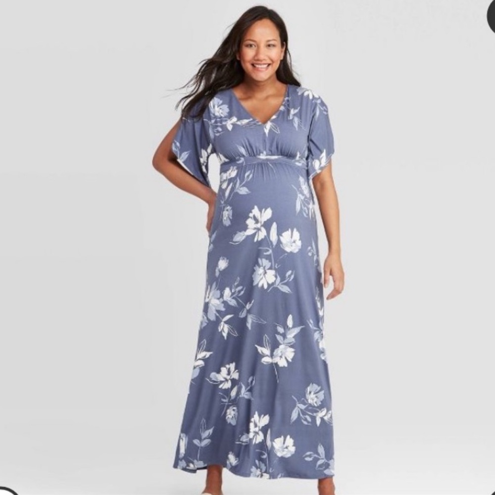 Maternity Isabel floral maxi dress with empire waist, several sizes NWT